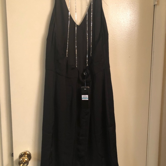 Bebe Black Sparkle Rhinestones Halter Dress Sz 16 - Picture 5 of 8